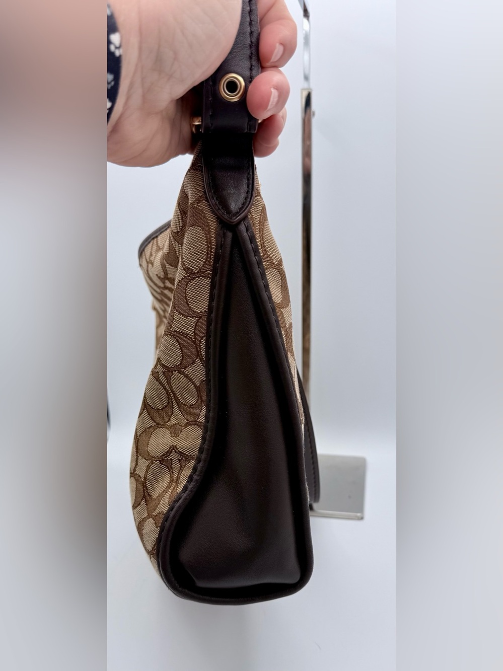 Coach Small Dufflette Signature Jacquard Crossbody Bag Khaki Brown  25697 - Picture 6 of 9